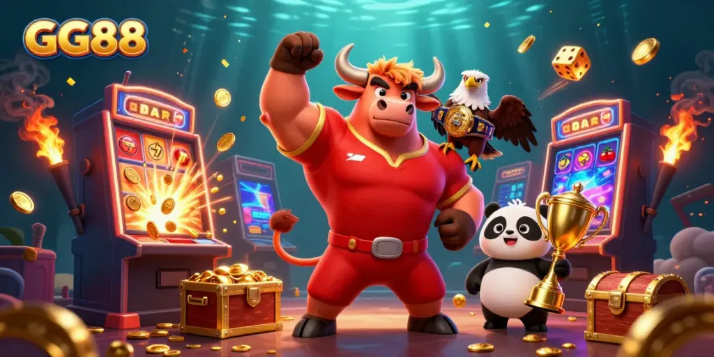 Experience the thrill of GG88's casino gaming with a vibrant celebration of wins and exciting game elements.