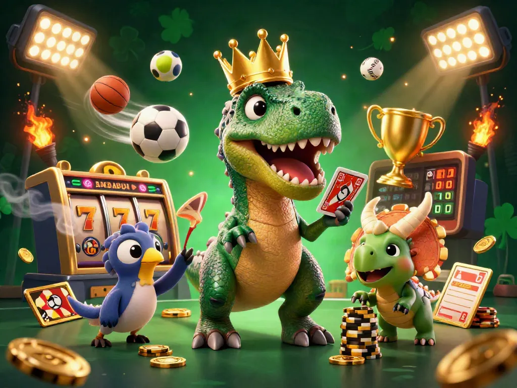 Engage with beasdetroit in a vibrant 3D casino scene showcasing fun characters, colorful slot reels, and dynamic gaming elements.